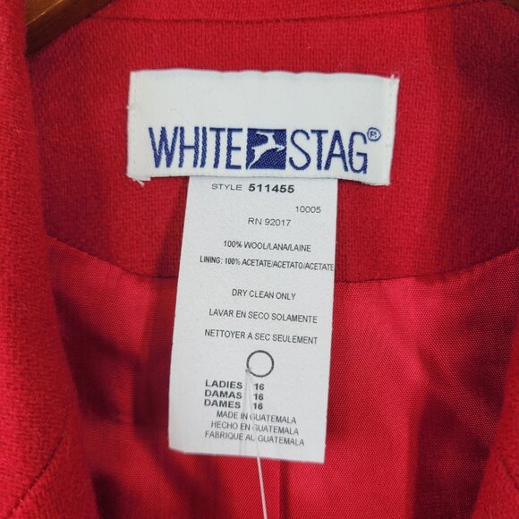 NEW White Stag 100% Wool Blazer Jacket size 16 Career Red Professional Vintage - Picture 6 of 8